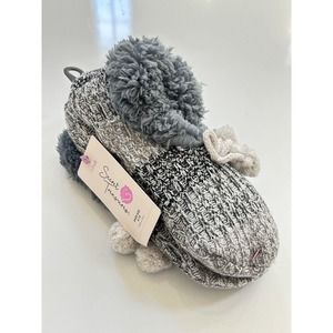 Secret Treasures Women's Slipper Socks KNITTED GRAY Low Cut Faux Fur Size 4-10